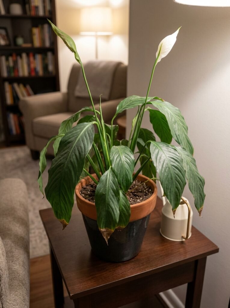 Peace Lily low light watering